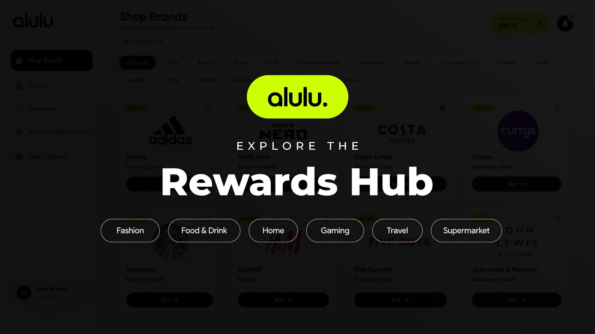 alulu Rewards Hub overview screen