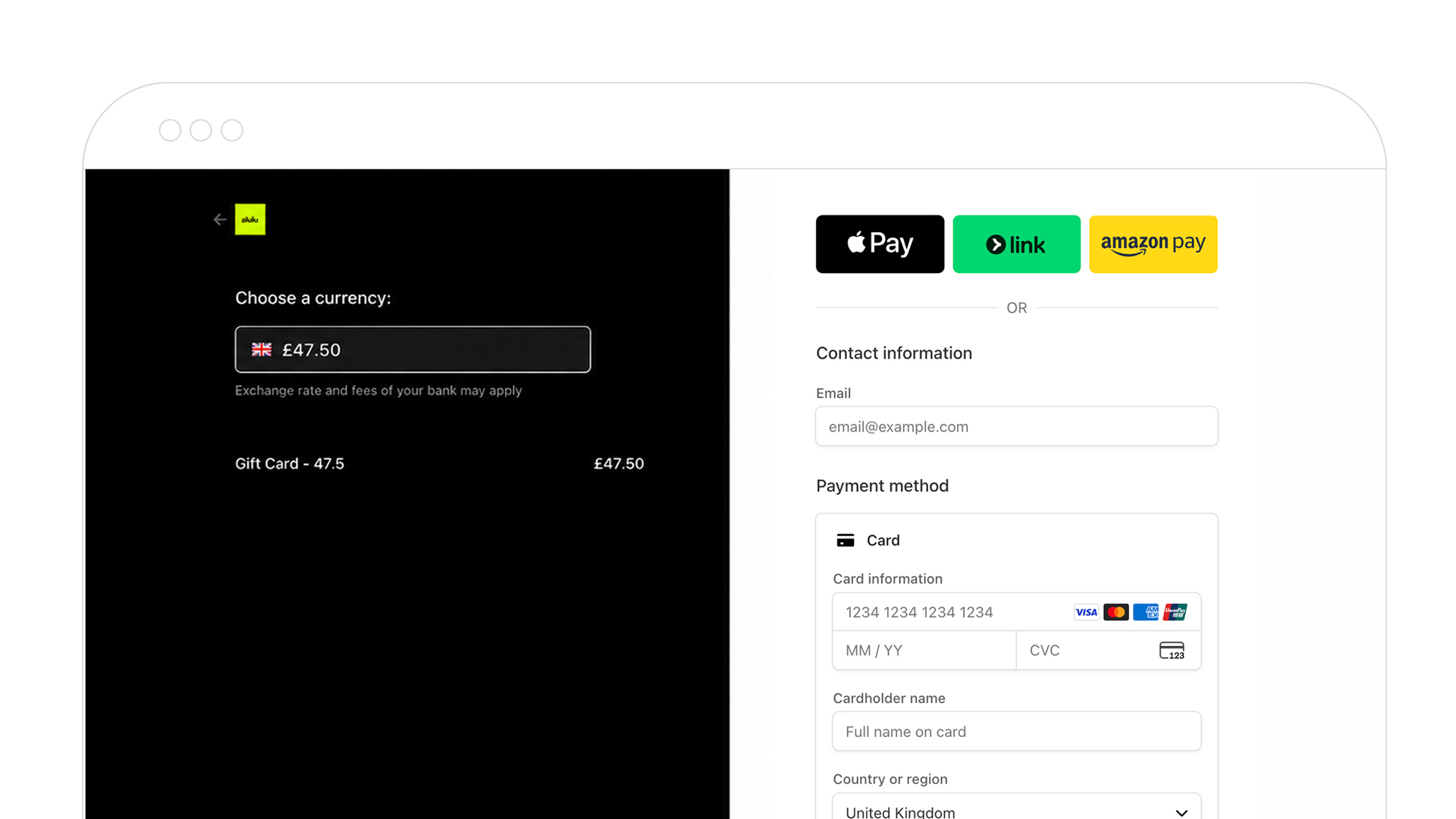 alulu checkout screen