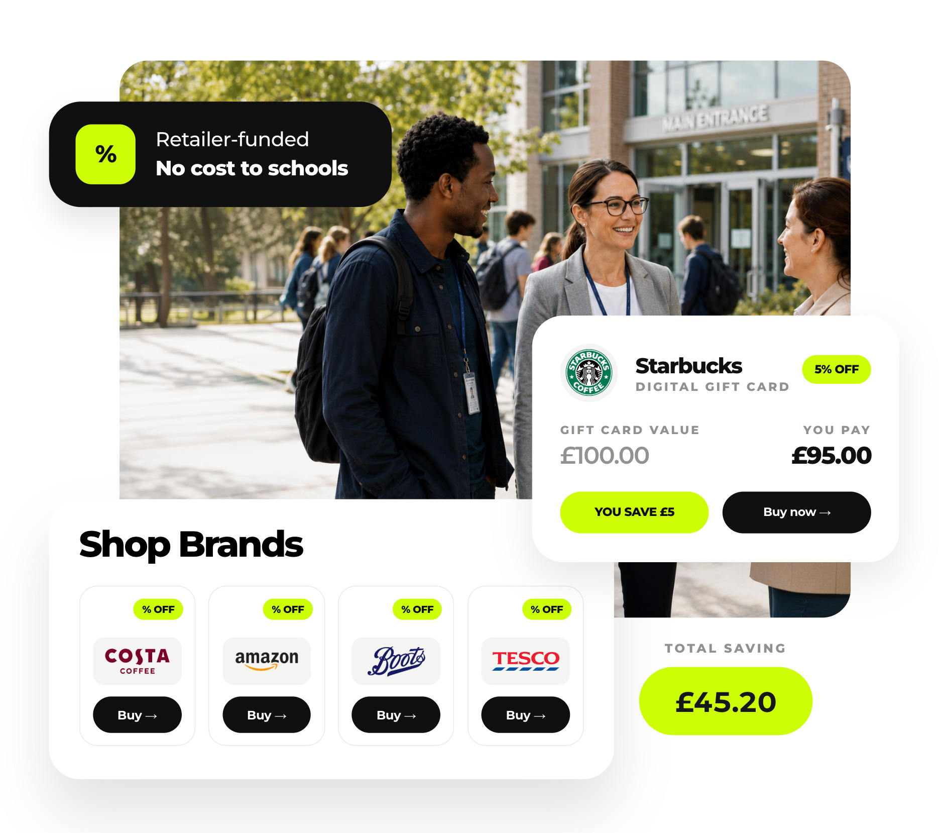 alulu Rewards Hub showing retailer-funded savings for school communities